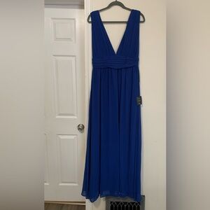 Lulus heavenly hues cobalt blue chiffon dress. NEW WITH TAGS size large